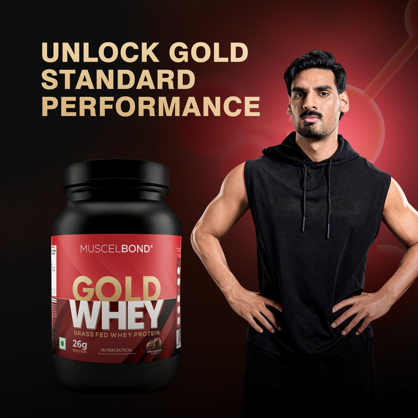 MuscelBond Gold Whey – Grass Fed Whey Protein | 26g Protein per Serving