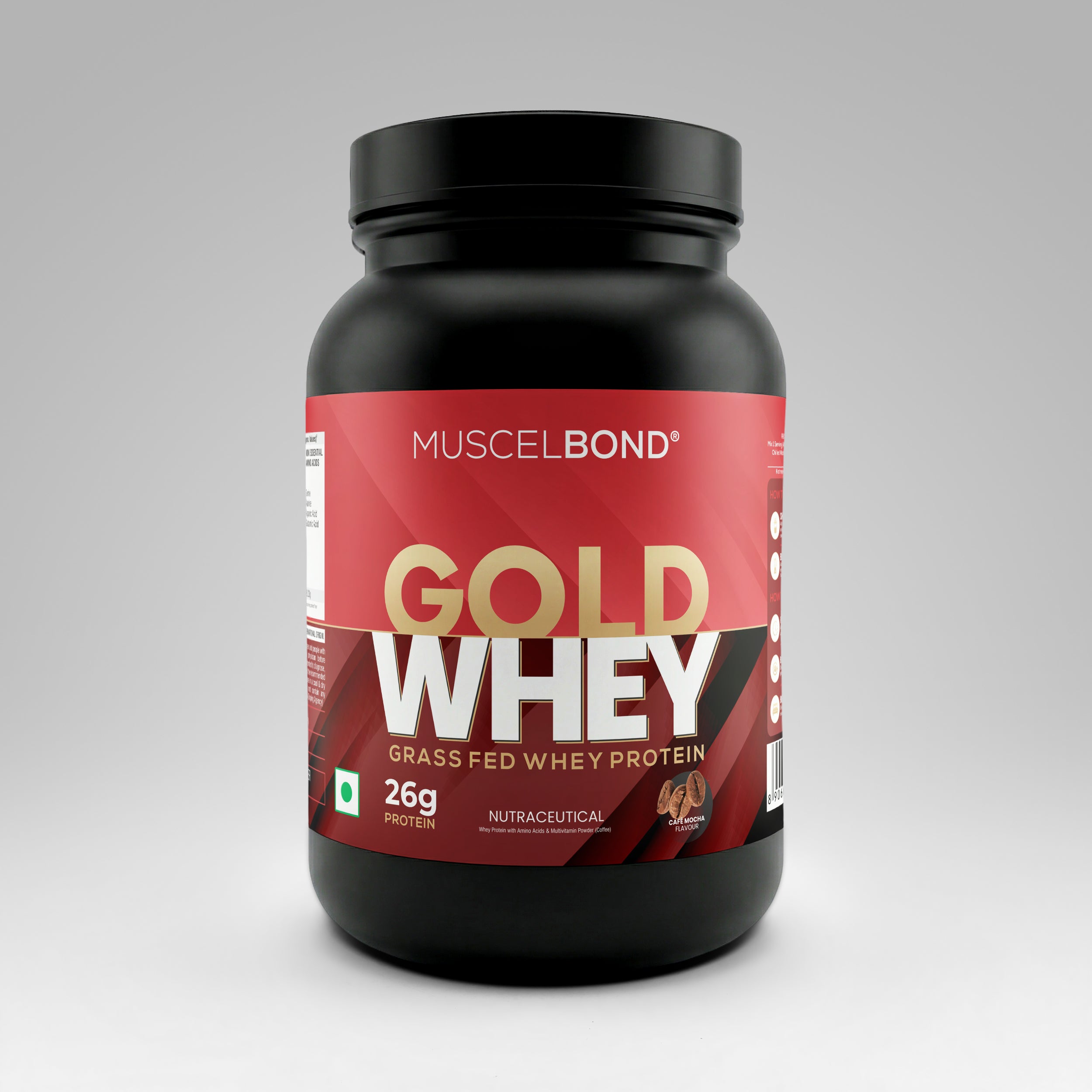 MuscelBond Gold Whey – Grass Fed Whey Protein | 26g Protein per Serving