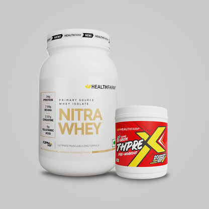 Healthfarm Nitra Whey (1Kg) + Thprex Pre Workout (250g)