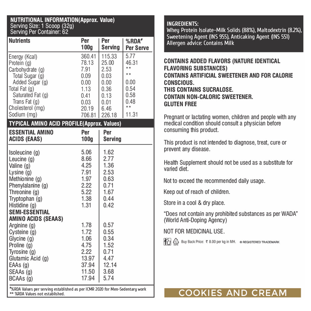 HealthFarm Muscle Whey Isolate | Premium Blend of Whey Protein Hydrolysate and Isolate