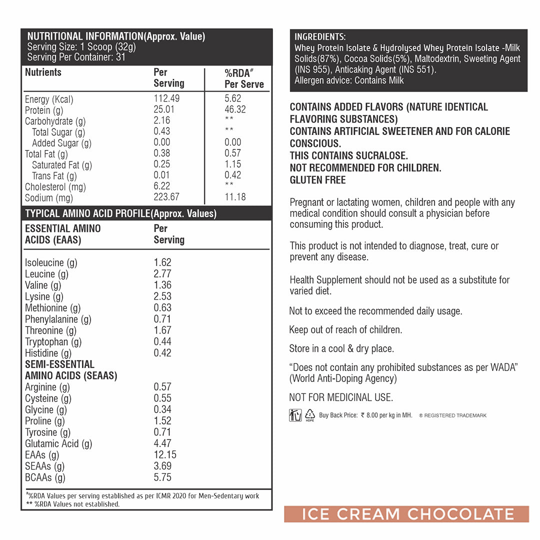 HealthFarm Muscle Whey Isolate | Premium Blend of Whey Protein Hydrolysate and Isolate