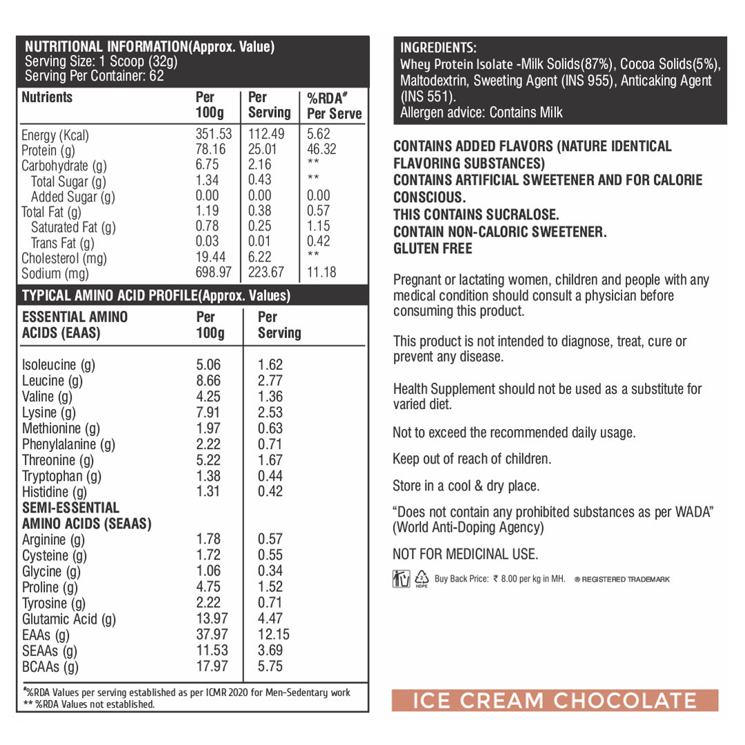 HealthFarm Muscle Whey Isolate | Premium Blend of Whey Protein Hydrolysate and Isolate