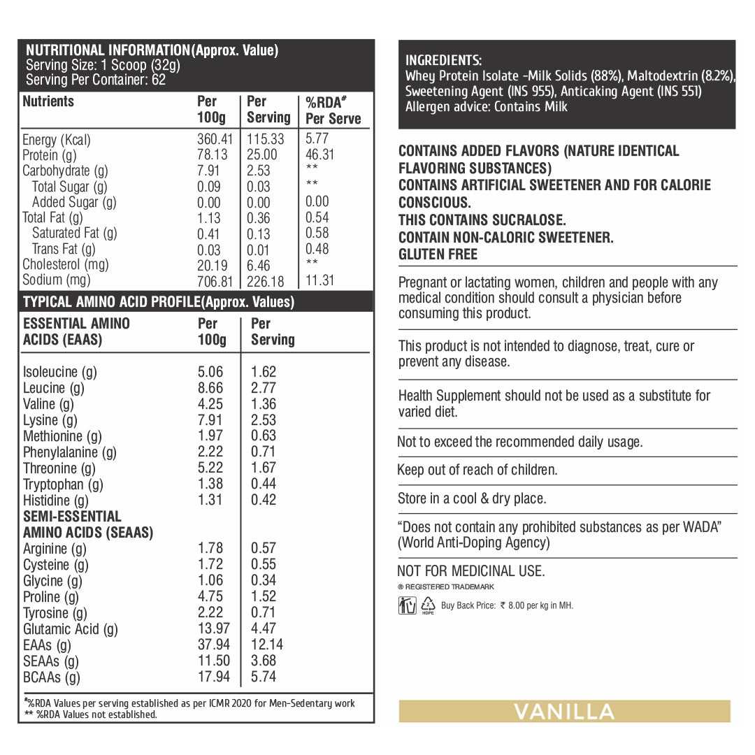 HealthFarm Muscle Whey Isolate | Premium Blend of Whey Protein Hydrolysate and Isolate