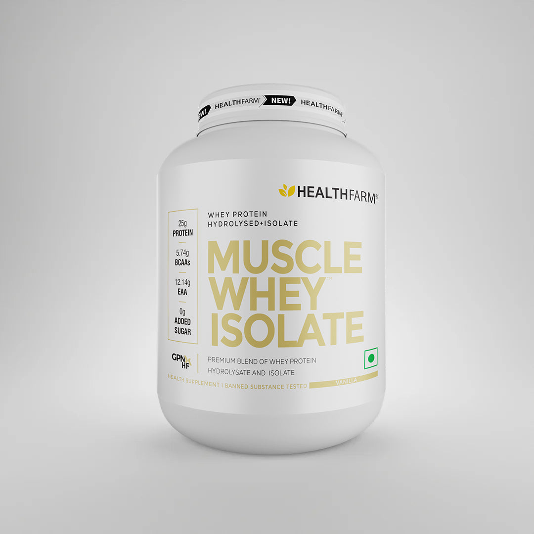 HealthFarm Muscle Whey Isolate | Premium Blend of Whey Protein Hydrolysate and Isolate