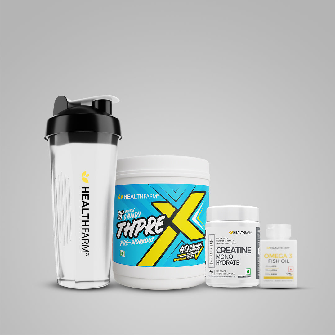 Healthfarm ThPreX Pre-workout + Muscle Creatine (100g) + Omega 3 Fish Oil