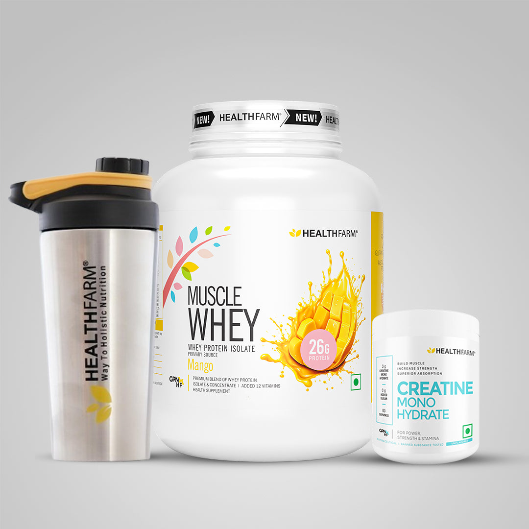 Healthfarm Muscle Whey (2Kg) + Muscle Creatine Monohydrate (250g)