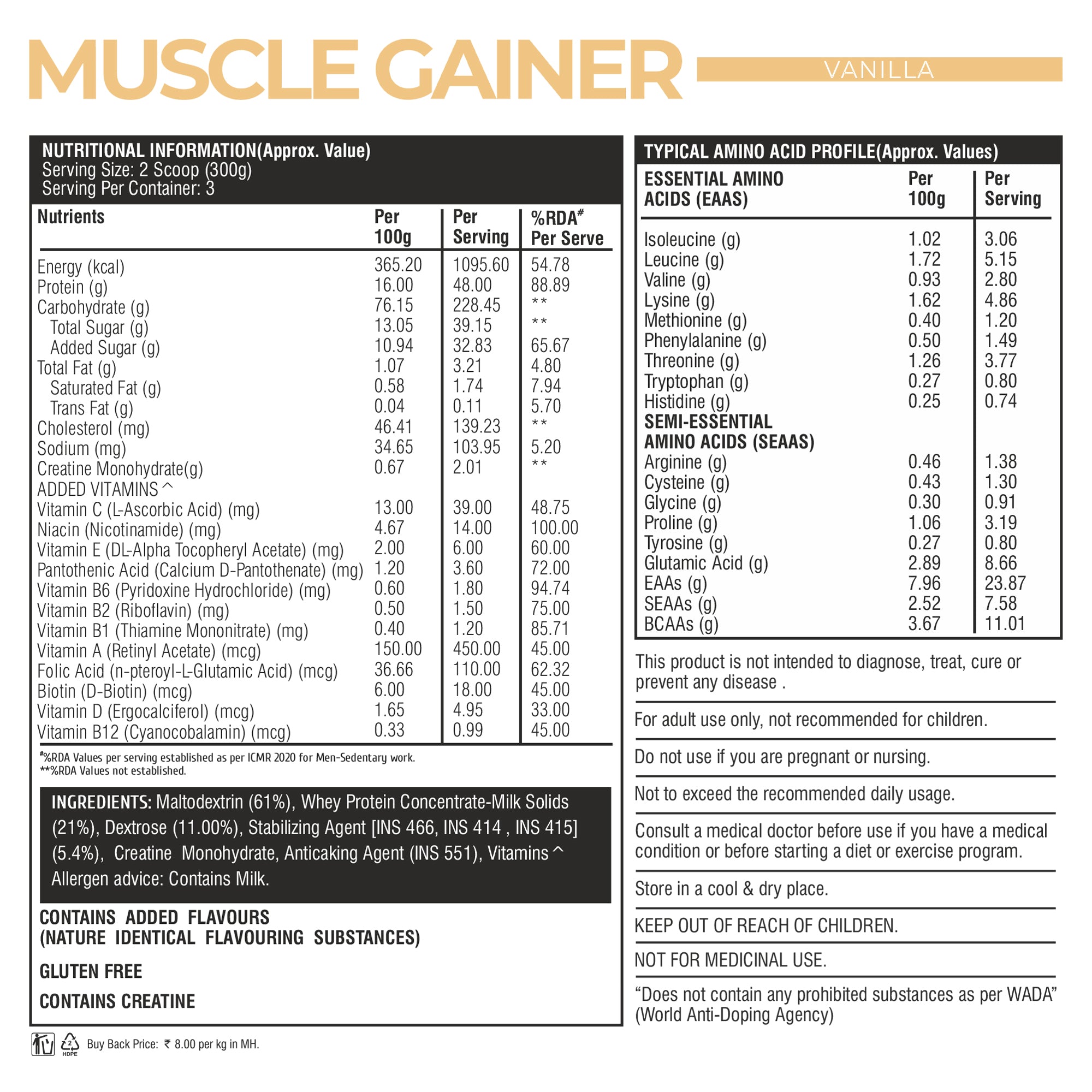 Healthfarm Muscle Gainer | Hard Gainer Bulk Phase Formula