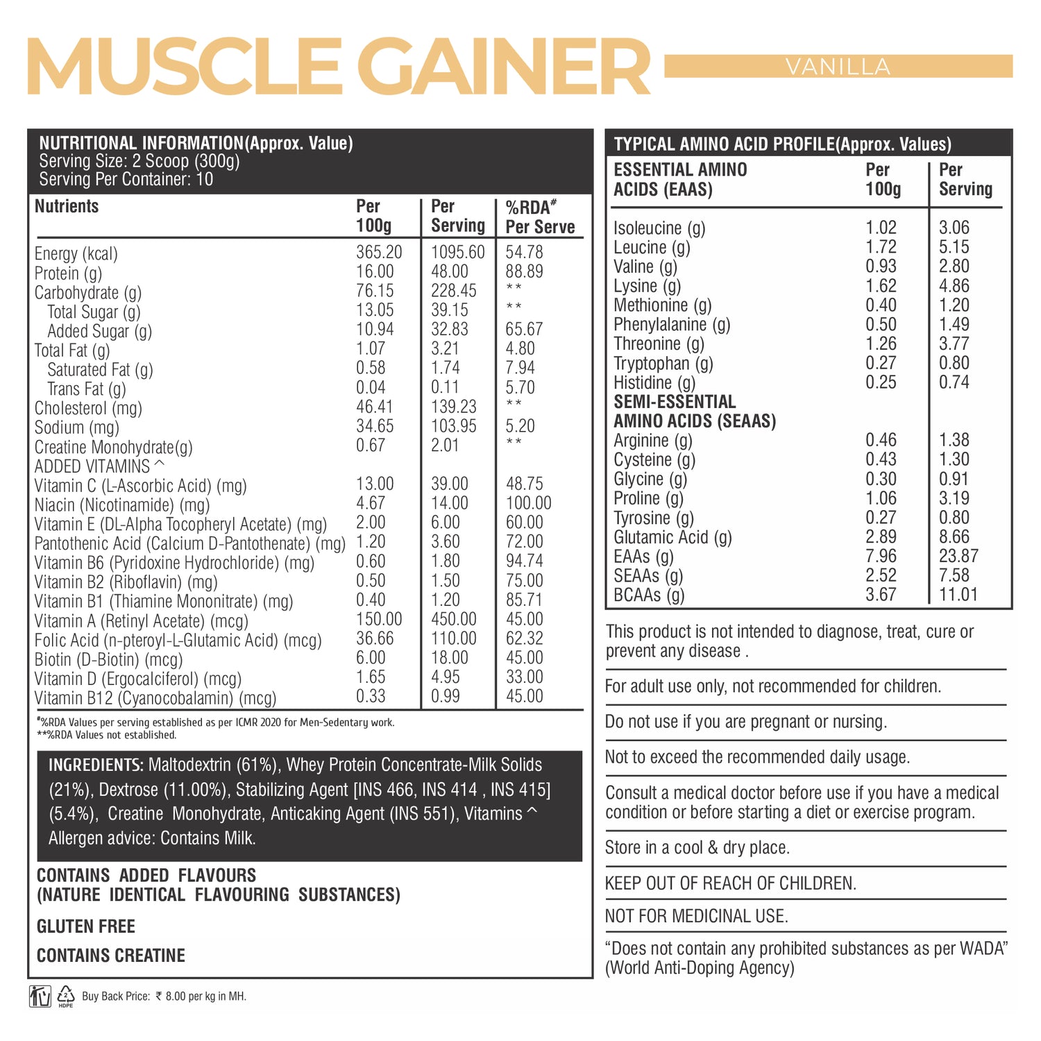 Healthfarm Muscle Gainer | Hard Gainer Bulk Phase Formula