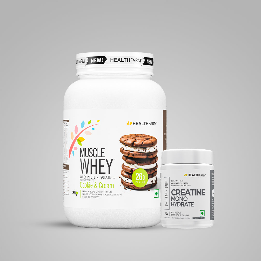 Healthfarm Muscle Whey (1Kg) + Creatine Monohydrate (100g)