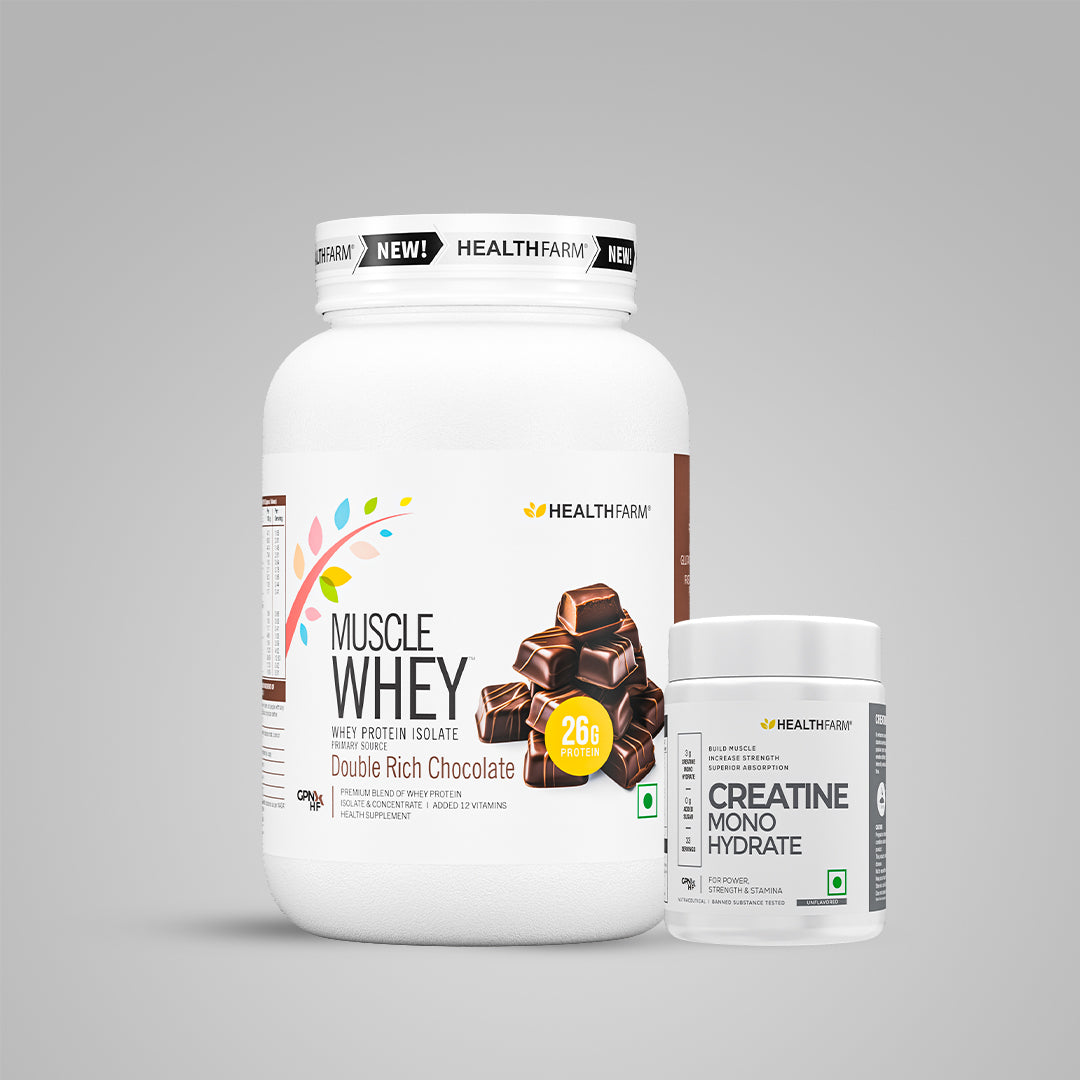 Healthfarm Muscle Whey (1Kg) + Creatine Monohydrate (100g)