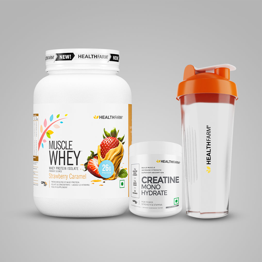 Healthfarm Muscle Whey (1Kg) + Creatine (100g) + Free Shaker