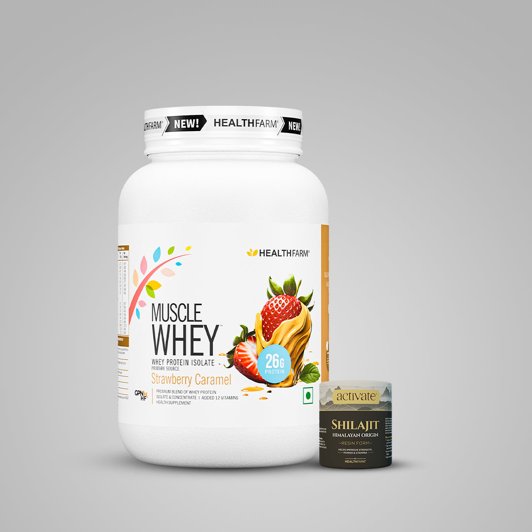 Healthfarm Muscle Whey (1Kg) + Himalayan Shilajit Resin