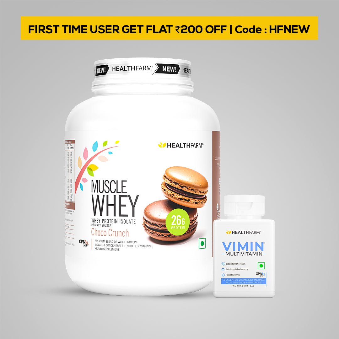 HealthFarm Muscle Whey Protein Isolate &amp; Concentrate | Premium Blend of Whey Protein