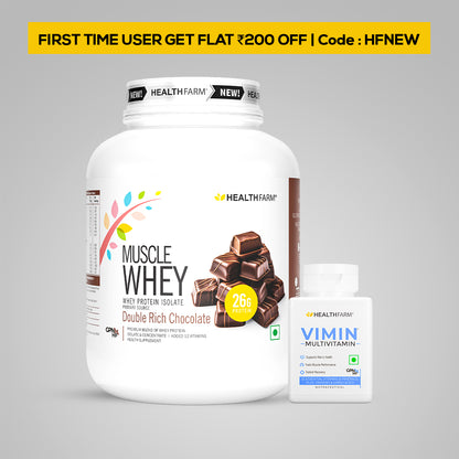 HealthFarm Muscle Whey Protein Isolate &amp; Concentrate | Premium Blend of Whey Protein