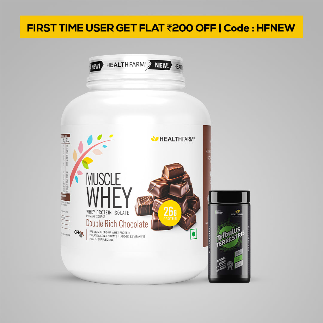 HealthFarm Muscle Whey Protein Isolate &amp; Concentrate | Premium Blend of Whey Protein