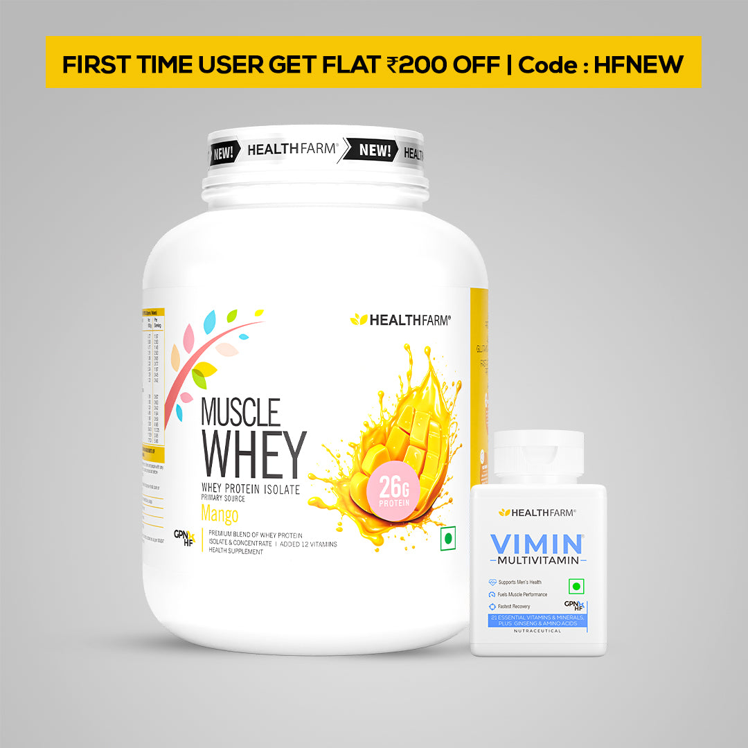 HealthFarm Muscle Whey Protein Isolate &amp; Concentrate | Premium Blend of Whey Protein