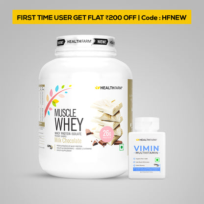 HealthFarm Muscle Whey Protein Isolate &amp; Concentrate | Premium Blend of Whey Protein