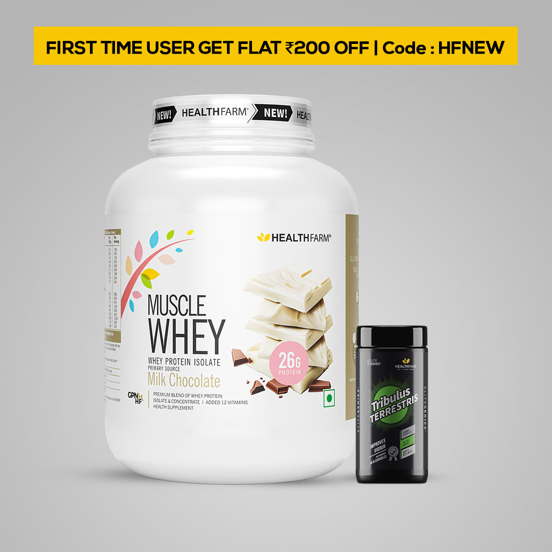 HealthFarm Muscle Whey Protein Isolate &amp; Concentrate | Premium Blend of Whey Protein