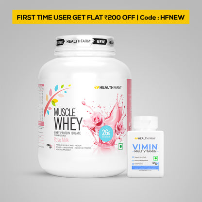 HealthFarm Muscle Whey Protein Isolate &amp; Concentrate | Premium Blend of Whey Protein