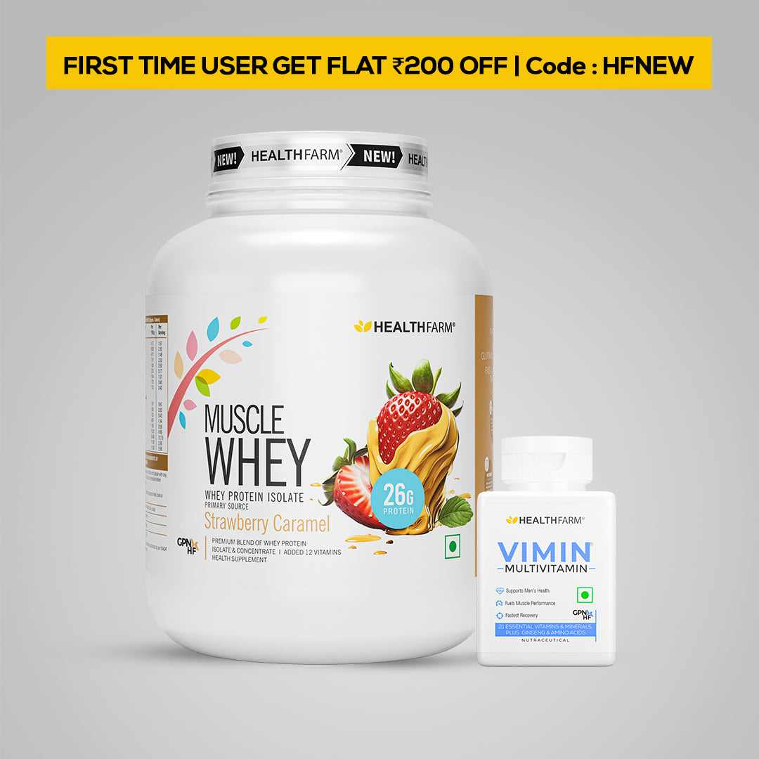 HealthFarm Muscle Whey Protein Isolate &amp; Concentrate | Premium Blend of Whey Protein