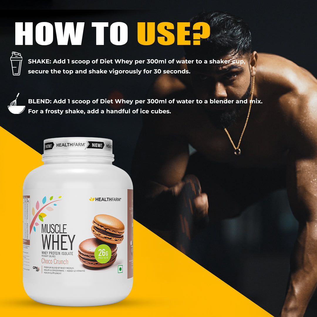 HealthFarm Muscle Whey Protein Isolate &amp; Concentrate | Premium Blend of Whey Protein