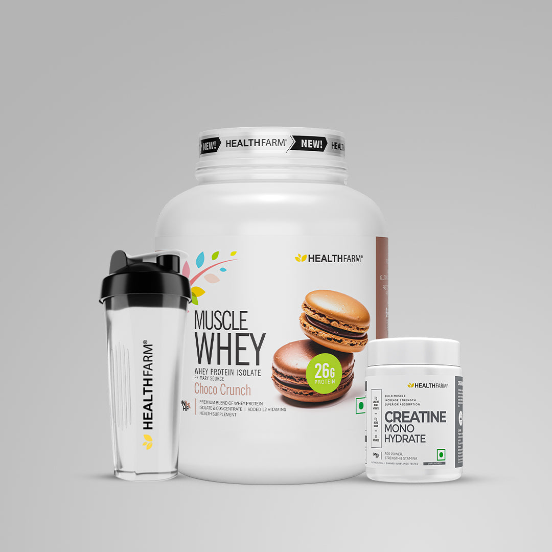 Healthfarm Muscle Whey (2Kg) + Creatine (50g) + Plastic Shaker