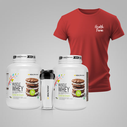 Healthfarm Muscle Whey Protein (2Kg), BUY 1 GET 2 Offer