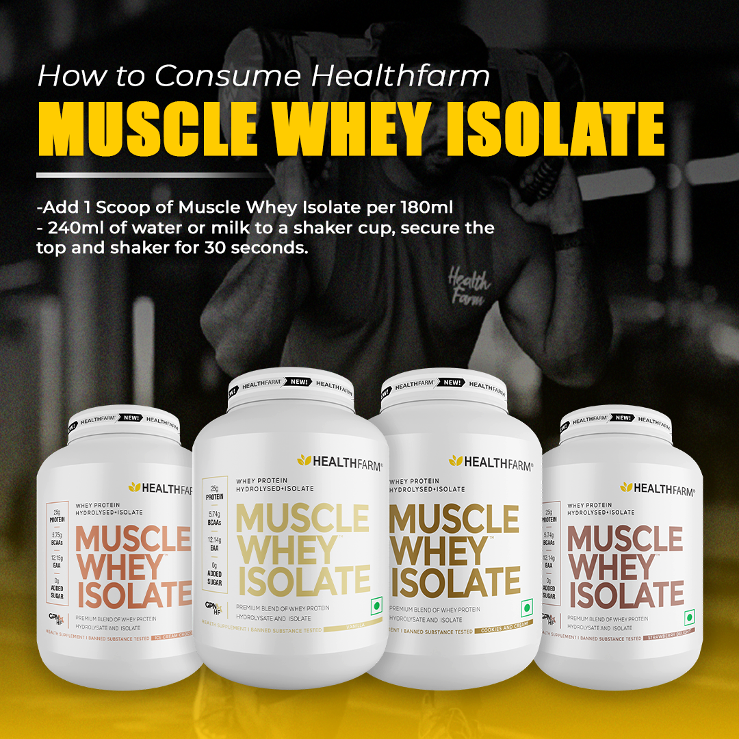 HealthFarm Muscle Whey Isolate | Premium Blend of Whey Protein Hydrolysate and Isolate