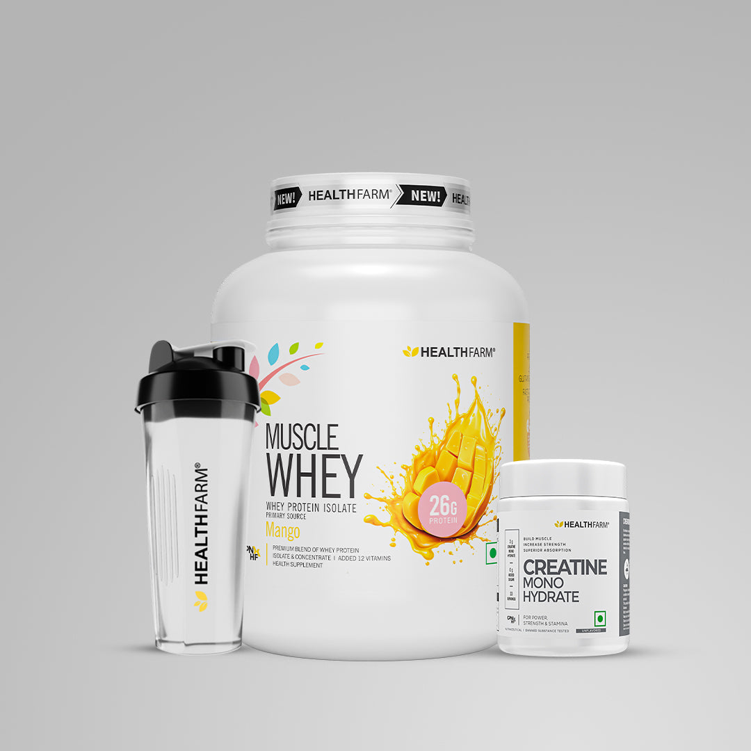 Healthfarm Muscle Whey (2Kg) + Creatine (100g) + Plastic Shaker