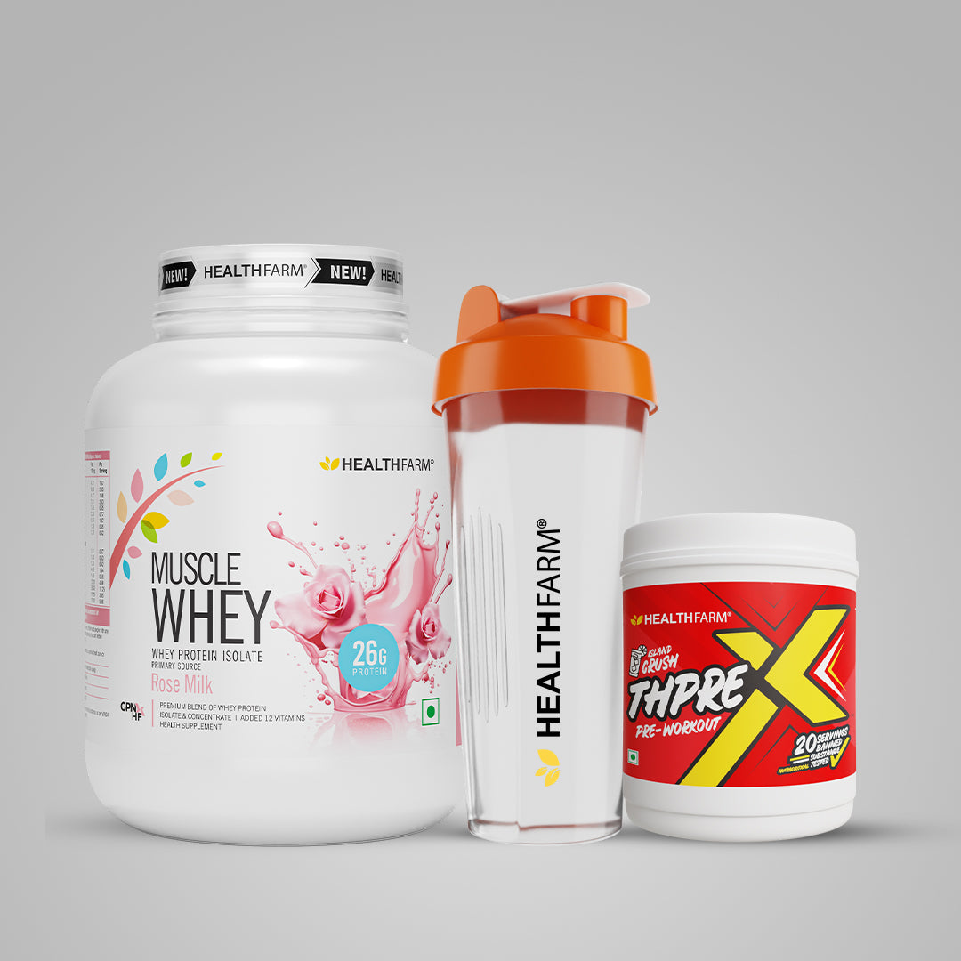 Healthfarm Muscle Whey (2Kg) + ThPreX Pre-workout + Free Shaker