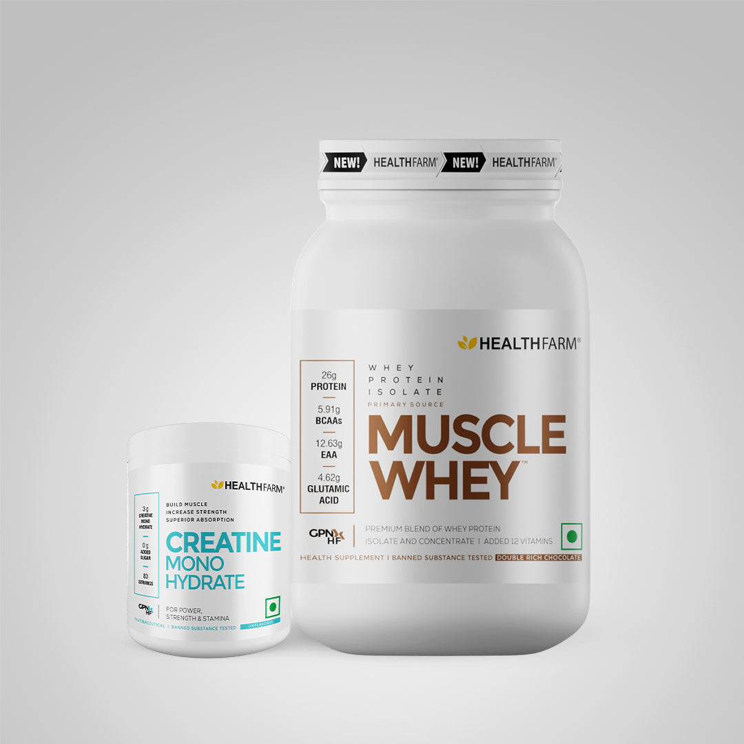 Healthfarm Muscle Whey (1Kg) + Creatine Monohydrate (250g)