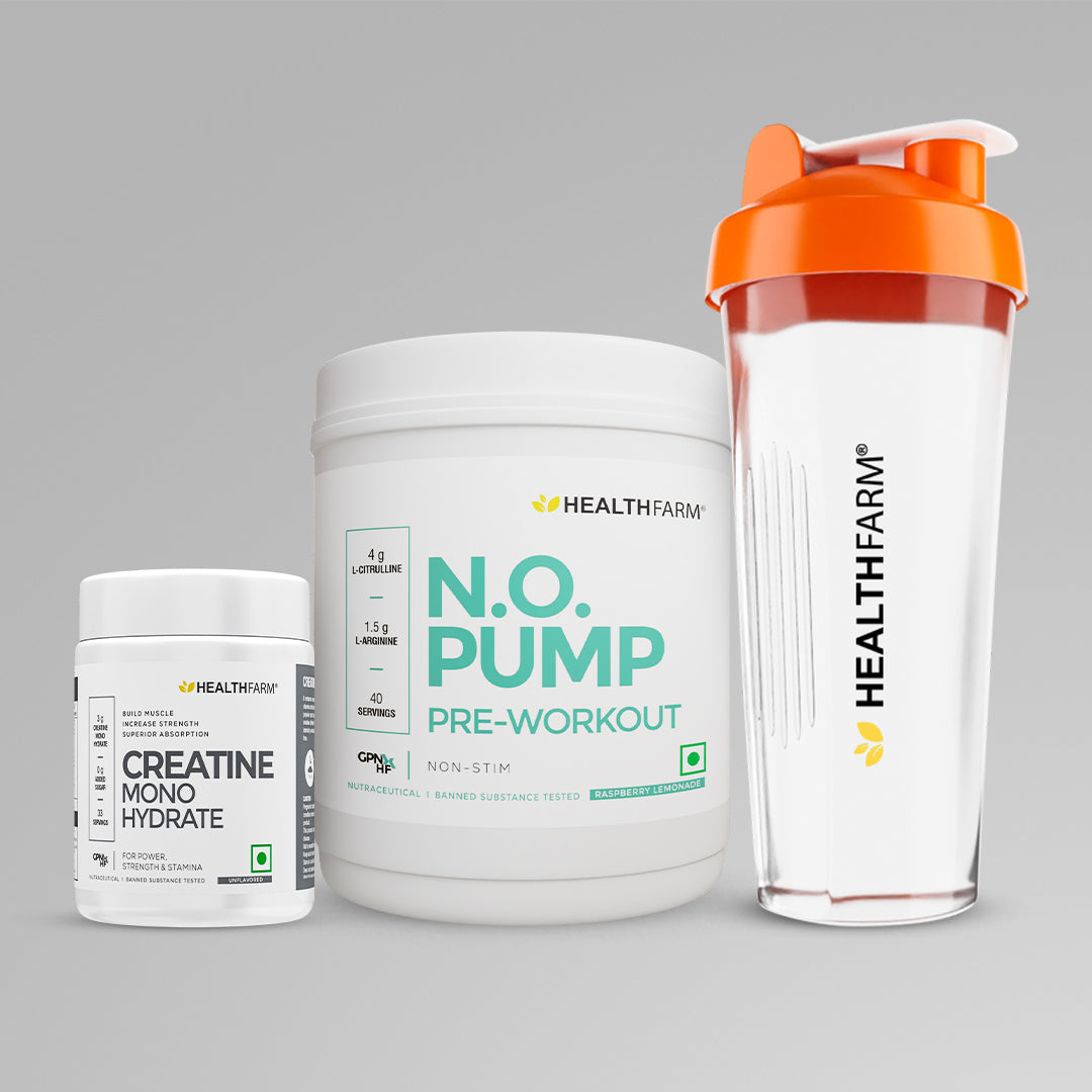 Healthfarm N.O Pump + Creatine (100g) + Free Shaker