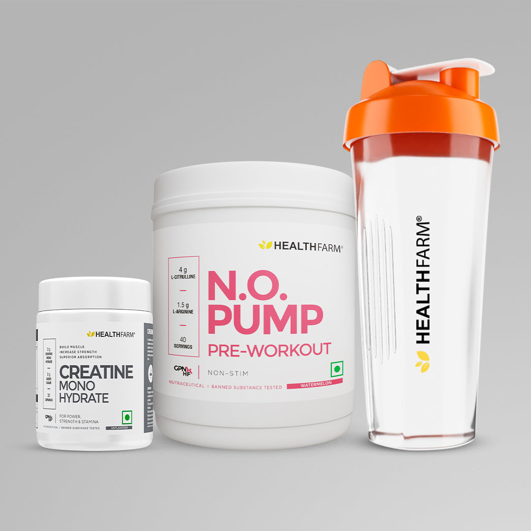 Healthfarm N.O Pump + Creatine (100g) + Free Shaker