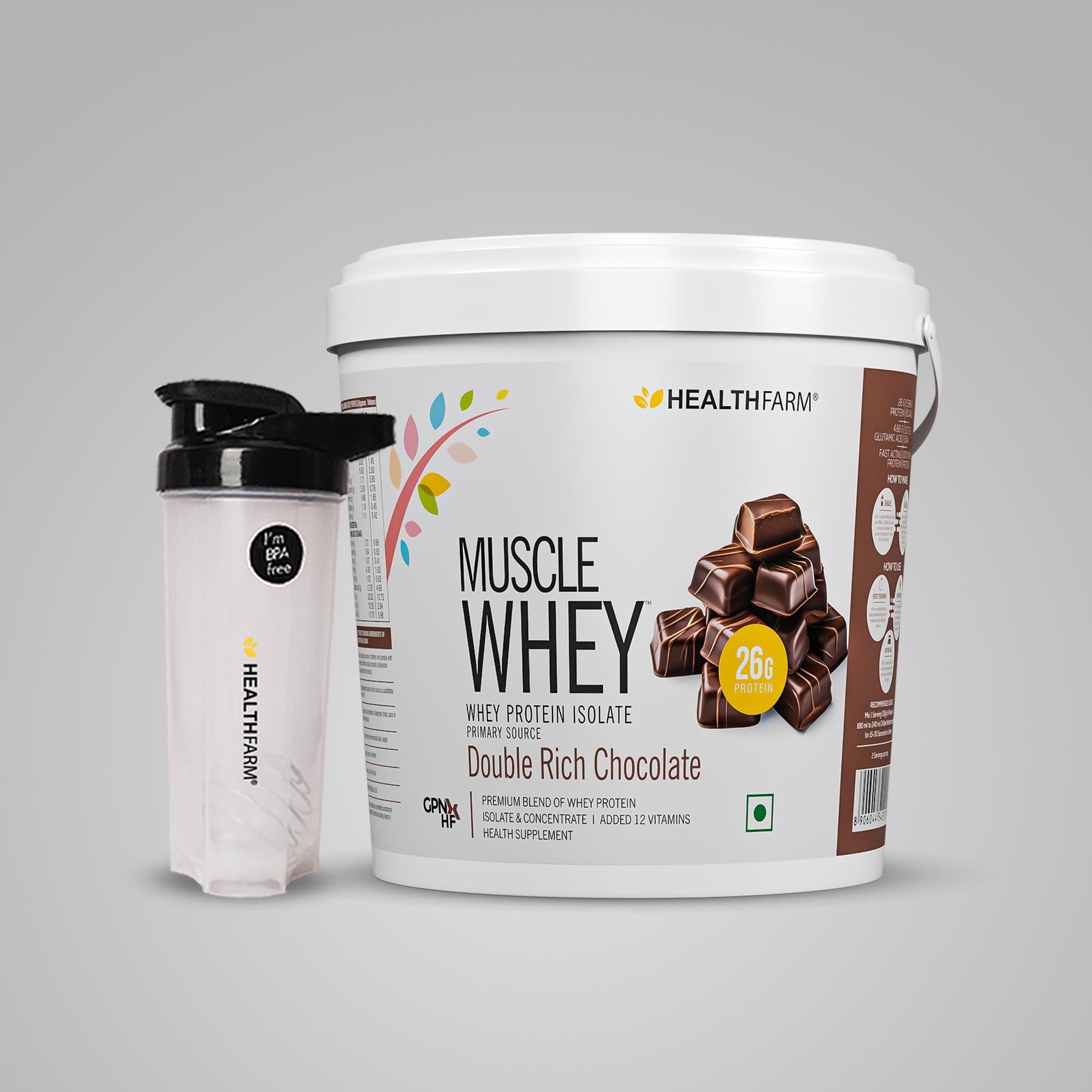 Healthfarm Muscle Whey (4Kg) + Plastic Shaker