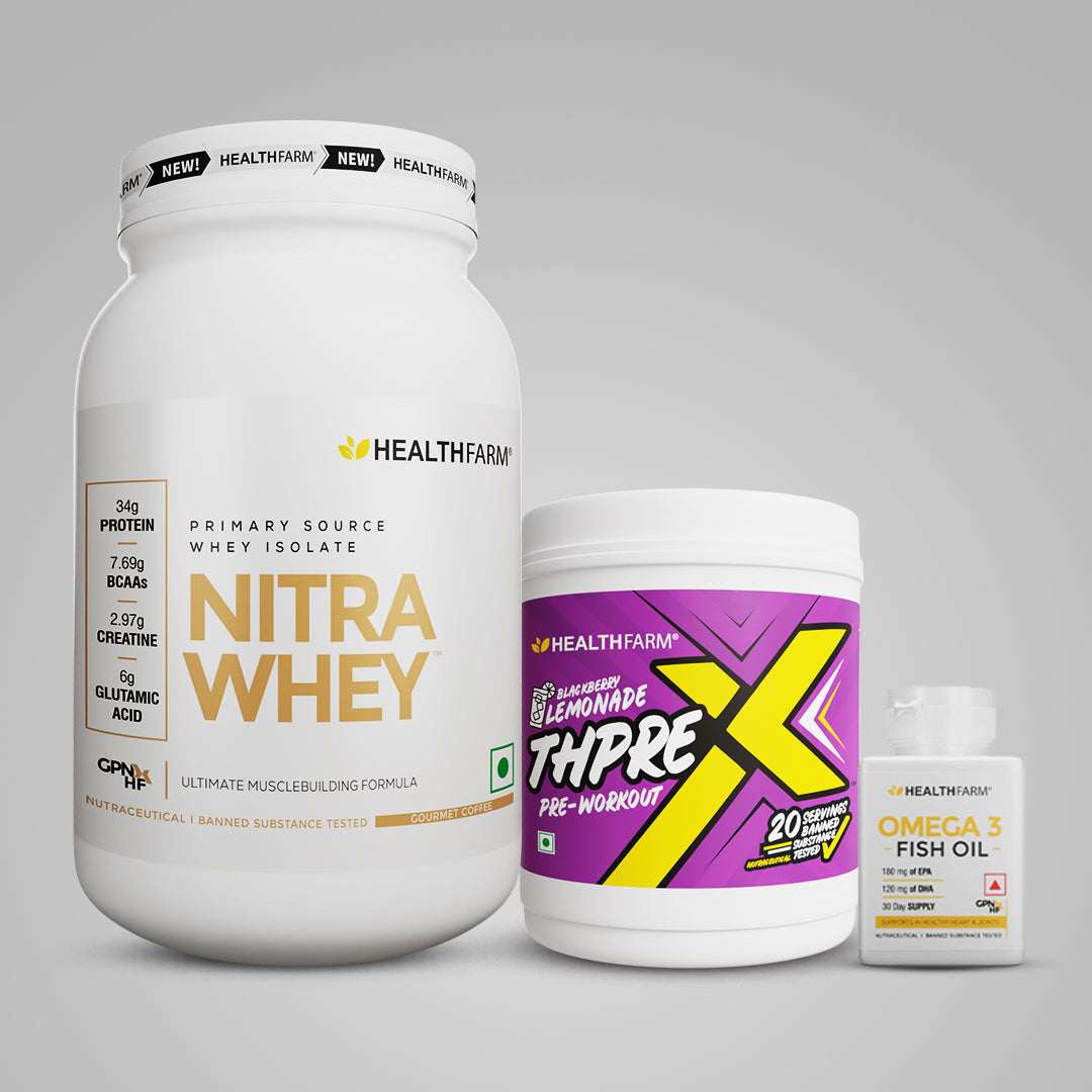 Healthfarm Nitra Whey (1Kg) + Thprex  + Fish Oil