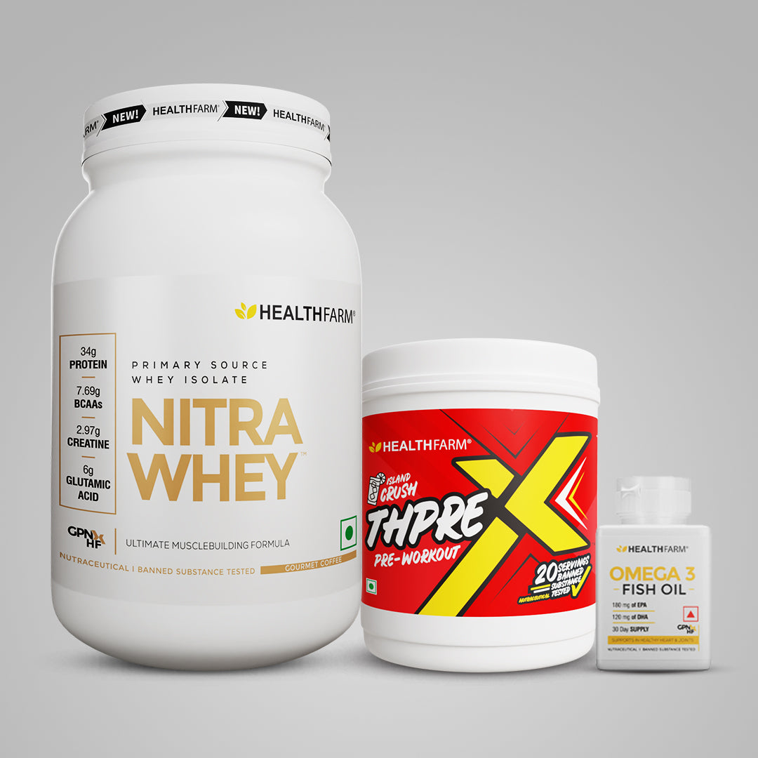 Healthfarm Nitra Whey (1Kg) + Thprex  + Fish Oil