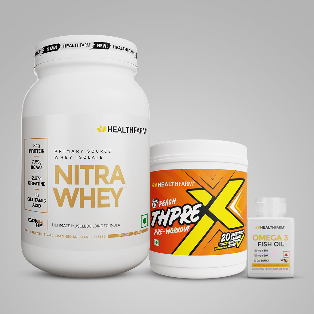 Healthfarm Nitra Whey (1Kg) + Thprex  + Fish Oil