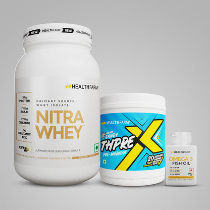 Healthfarm Nitra Whey (1Kg) + Thprex  + Fish Oil