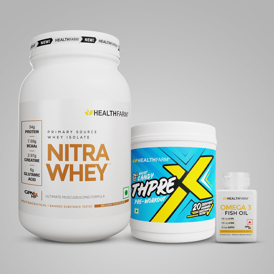 Healthfarm Nitra Whey (1Kg) + Thprex  + Fish Oil