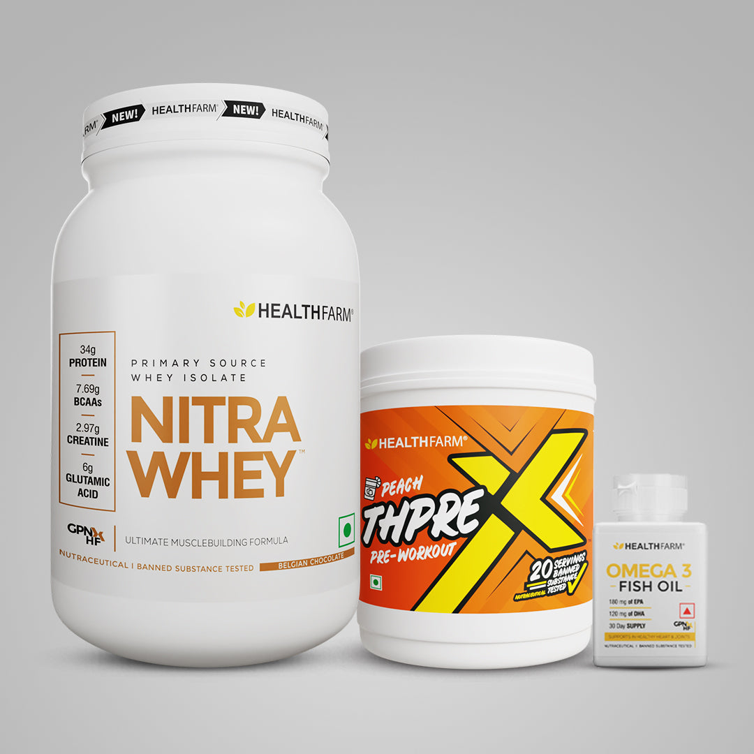 Healthfarm Nitra Whey (1Kg) + Thprex  + Fish Oil