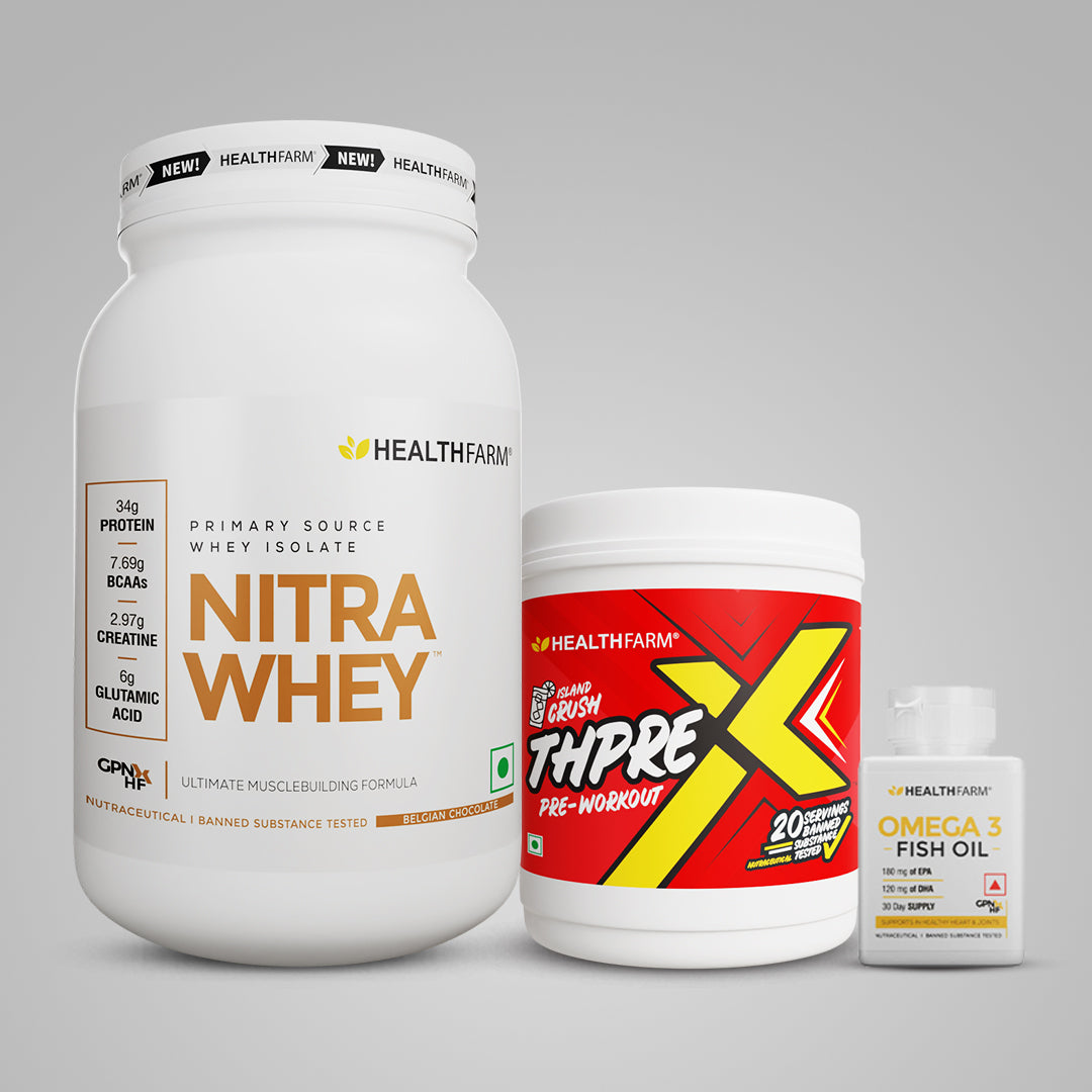 Healthfarm Nitra Whey (1Kg) + Thprex  + Fish Oil