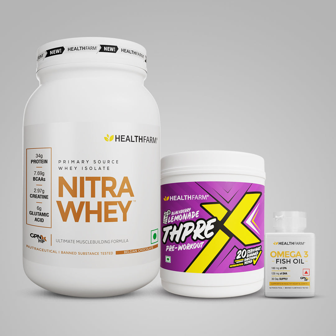 Healthfarm Nitra Whey (1Kg) + Thprex  + Fish Oil