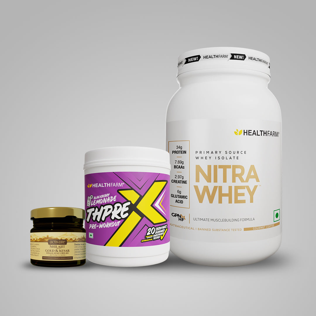 Healthfarm Nitra Whey (1kg) + Thprex + Shilajit (20g)