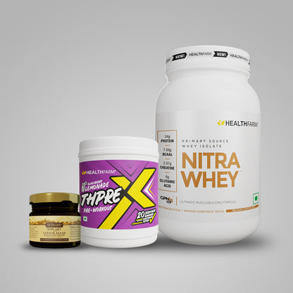 Healthfarm Nitra Whey (1kg) + Thprex + Shilajit (20g)