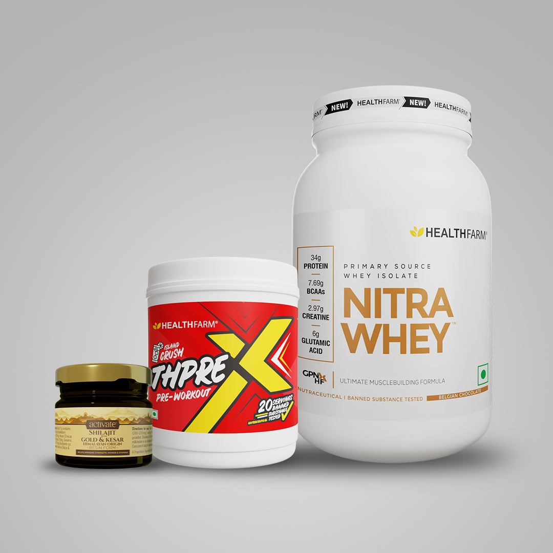 Healthfarm Nitra Whey (1kg) + Thprex + Shilajit (20g)