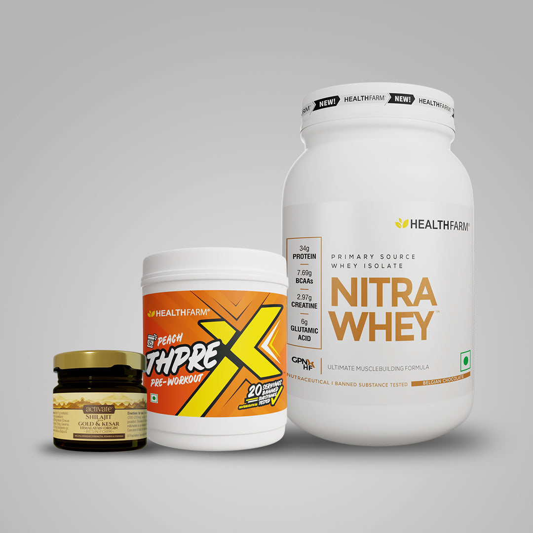 Healthfarm Nitra Whey (1kg) + Thprex + Shilajit (20g)