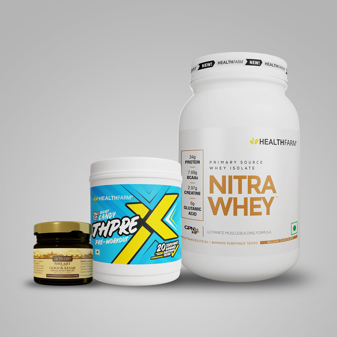 Healthfarm Nitra Whey (1kg) + Thprex + Shilajit (20g)