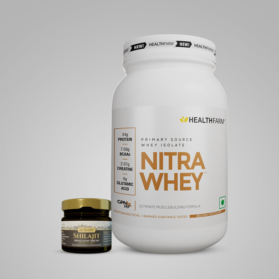 Healthfarm Nitra Whey (1Kg) + Shilajit (20g)