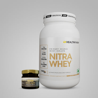 Healthfarm Nitra Whey (1Kg) + Shilajit (20g)