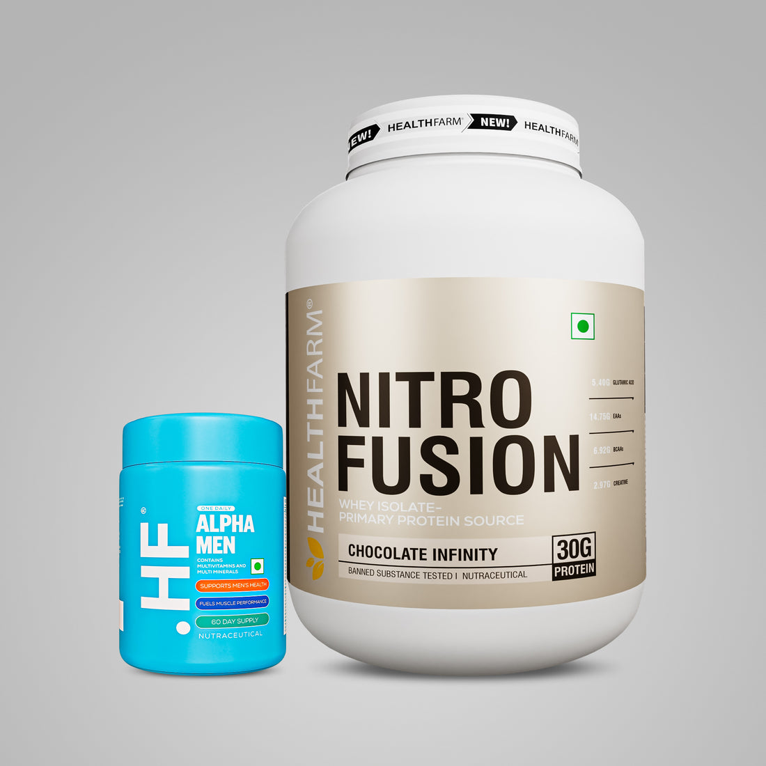 HealthFarm NITRO FUSION (2KG) + ALPHAMEN Combo Pack